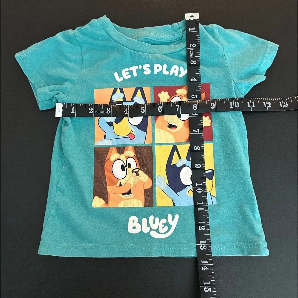 Bluey Lets Play Toddler T-Shirt Teal Green 100% Cotton Size 2T 1350